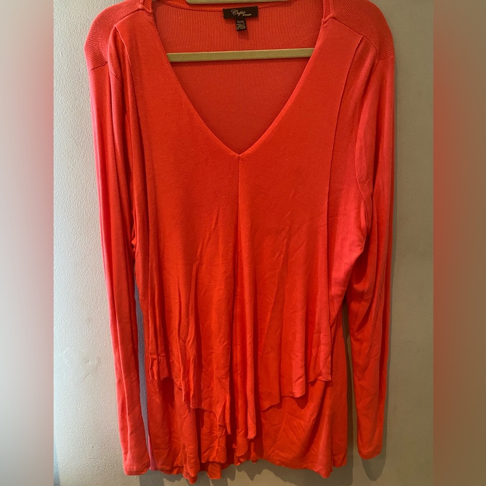 Brand new without tags coral ruffle top size 1X